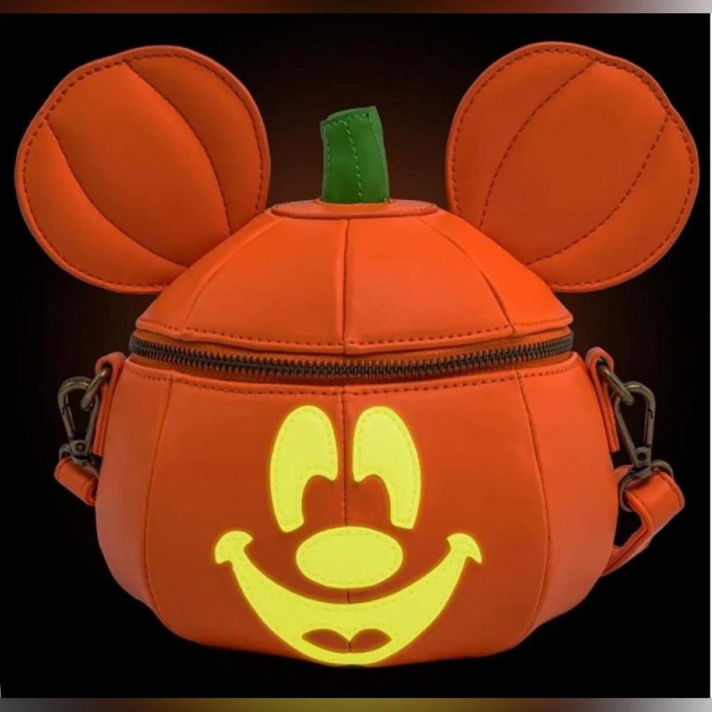 Loungefly Disney Mickey Mouse Mick-O-Lantern Halloween Crossbody Purse bag - Picture 3 of 5